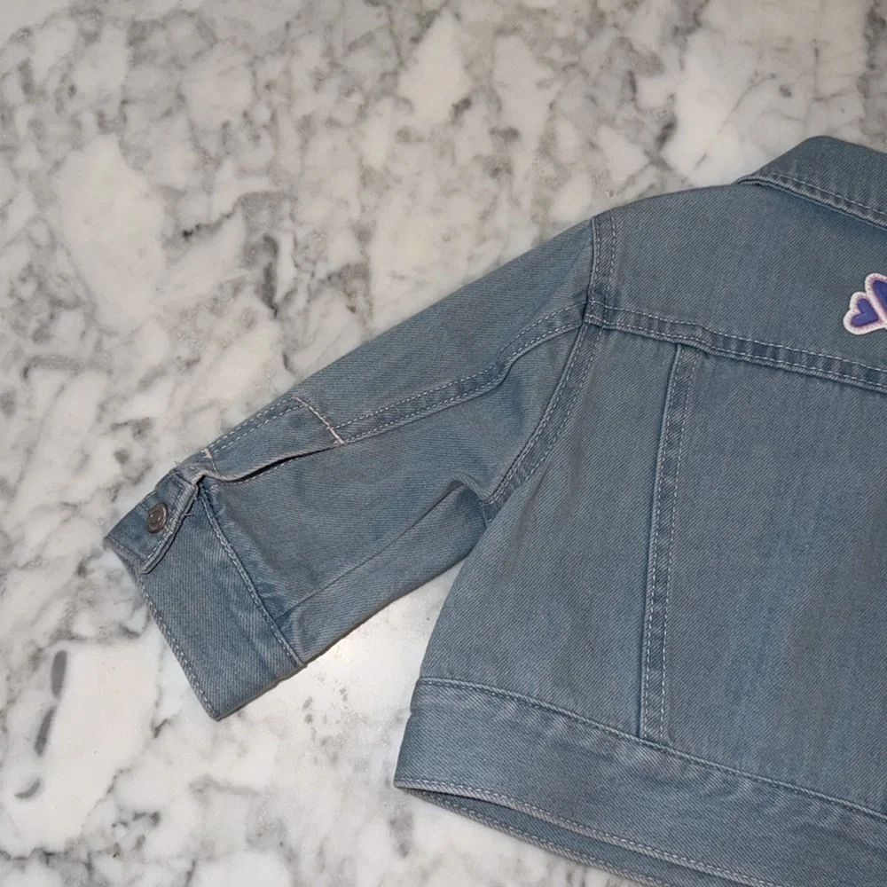 NWOT Zimmermann Kids Denim Jacket with Rainbow Patch 1Y
